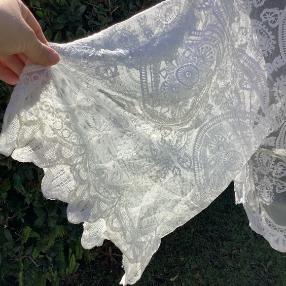 UMGEE White Boho Lace Duster Kimono Cardigan S/M - Picture 2 of 5
